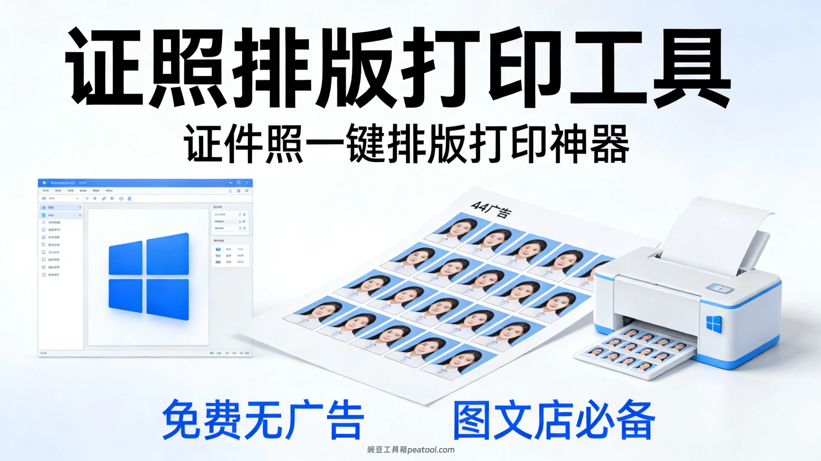证照排版打印工具:证件照一键排版打印神器,免费无广告,图文店必备|豌豆工具箱